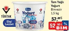 BİNVEZİR TAM YAĞLI YOĞURT 1,5 KG